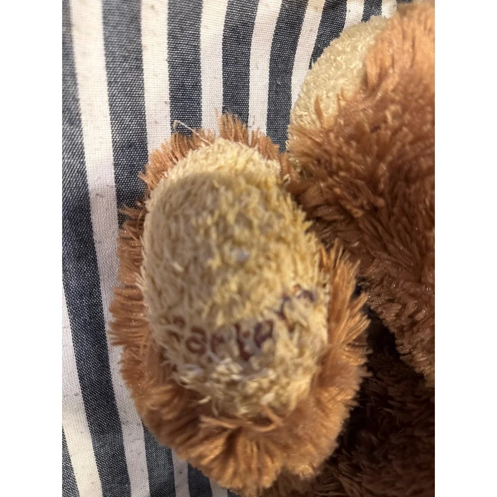 Carters Brown Shaggy Plush Teddy Bear Red Ribbon Stuffed Animal 13 Inch Toy